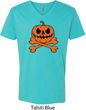 Halloween Pumpkin Skeleton Mens V-Neck Shirt