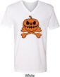 Halloween Pumpkin Skeleton Mens V-Neck Shirt
