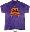 Halloween Pumpkin Skeleton Mineral Tie Dye Shirt