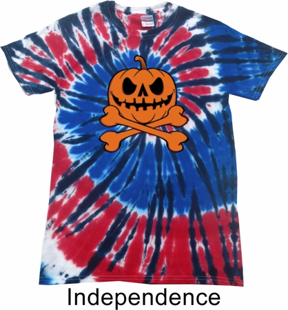 Halloween Pumpkin Skeleton Patriotic Tie Dye Shirt