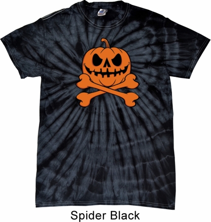 Halloween Pumpkin Skeleton Spider Tie Dye Shirt