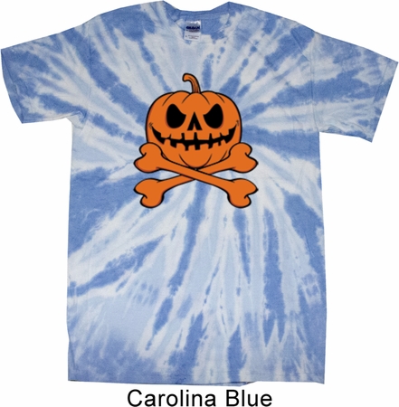 Halloween Pumpkin Skeleton Twist Tie Dye Shirt