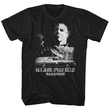 Halloween Shirt Hey jerk! Speed kills! Black T-Shirt