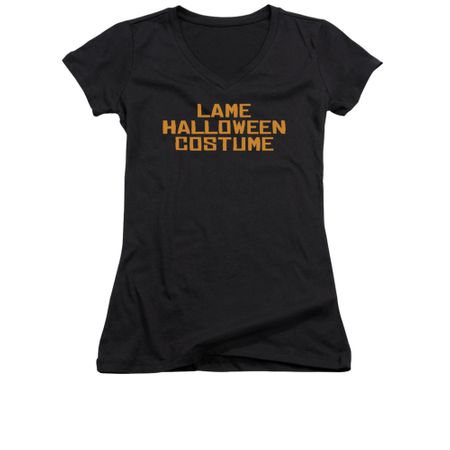 Halloween Shirt Juniors V Neck Lame Costume Black T-Shirt