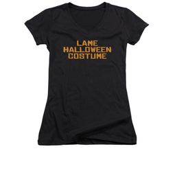 Halloween Shirt Juniors V Neck Lame Costume Black T-Shirt