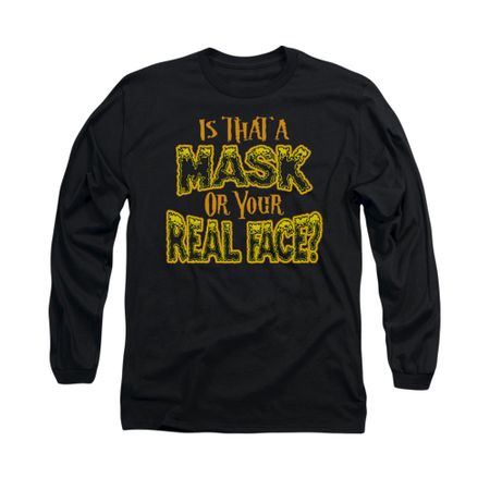 Halloween Shirt Mask Long Sleeve Black Tee T-Shirt