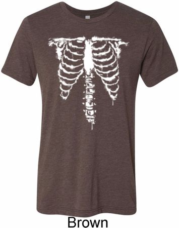 Halloween Skeleton Mens Tri Blend Crewneck Shirt