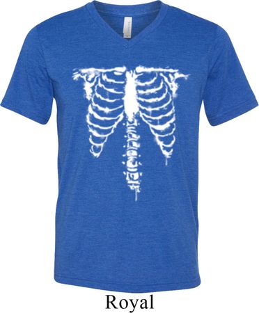 Halloween Skeleton Mens Tri Blend V-neck Shirt