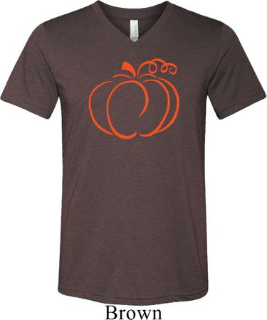 Halloween Tee Pumpkin Sketch Tri Blend V-neck