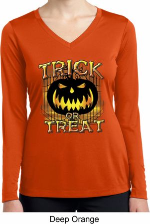 Halloween Trick or Treat Ladies Dry Wicking Long Sleeve Shirt