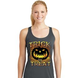 Halloween Trick or Treat Ladies Dry Wicking Racerback Tank Top