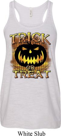 Halloween Trick or Treat Ladies Flowy Racerback Tanktop