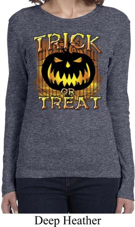 Halloween Trick or Treat Ladies Long Sleeve Shirt