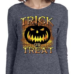 Halloween Trick or Treat Ladies Long Sleeve Shirt