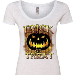 Halloween Trick or Treat Ladies Scoop Neck Shirt