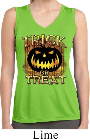 Halloween Trick or Treat Ladies Sleeveless Moisture Wicking Shirt