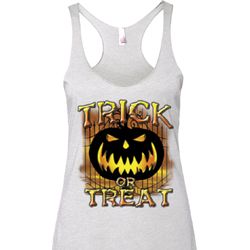 Halloween Trick or Treat Ladies Tri Blend Racerback Tank Top