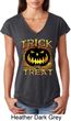 Halloween Trick or Treat Ladies Tri Blend V-Neck Shirt