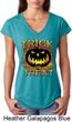 Halloween Trick or Treat Ladies Tri Blend V-Neck Shirt