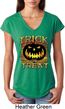 Halloween Trick or Treat Ladies Tri Blend V-Neck Shirt
