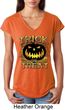 Halloween Trick or Treat Ladies Tri Blend V-Neck Shirt