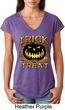 Halloween Trick or Treat Ladies Tri Blend V-Neck Shirt