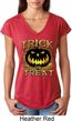 Halloween Trick or Treat Ladies Tri Blend V-Neck Shirt