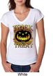 Halloween Trick or Treat Ladies Tri Blend V-Neck Shirt