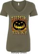 Halloween Trick or Treat Ladies V-Neck Shirt