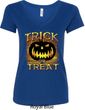 Halloween Trick or Treat Ladies V-Neck Shirt