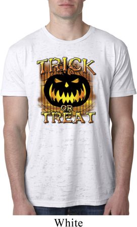 Halloween Trick or Treat Mens Burnout Shirt