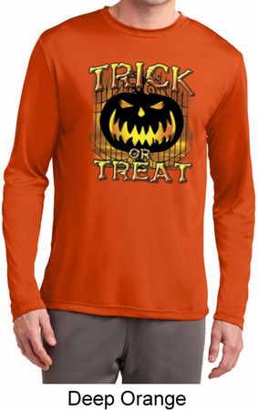 Halloween Trick or Treat Mens Dry Wicking Long Sleeve Shirt