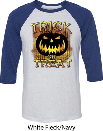 Halloween Trick or Treat Mens Raglan Shirt
