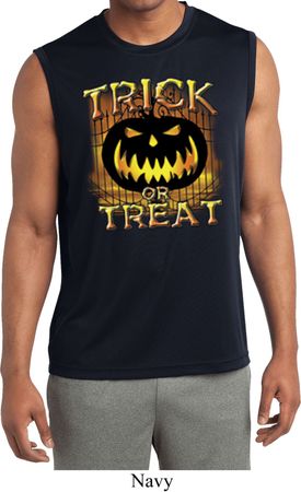 Halloween Trick or Treat Mens Sleeveless Moisture Wicking Shirt