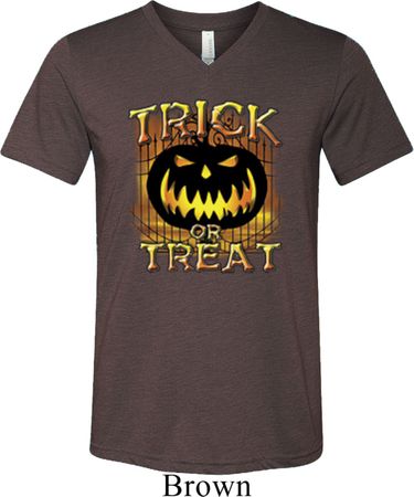 Halloween Trick or Treat Mens Tri Blend V-neck Shirt