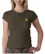 Hammer and Sickle Ladies Crewneck Shirt Yellow Logo Pocket Print