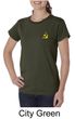 Hammer and Sickle Ladies Organic T-shirt Yellow Logo Pocket Print
