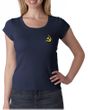 Hammer and Sickle Ladies Scoop Neck Shirt Yellow Logo Pocket Print