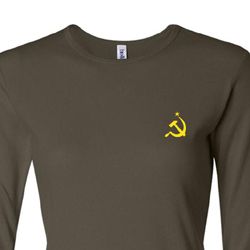 Hammer and Sickle Shirt Ladies Long Sleeve Shirt Pocket Print