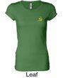 Hammer and Sickle Shirt Ladies Longer Length Yellow Logo Pocket Print