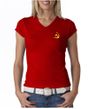 Hammer and Sickle Shirt Ladies V-Neck Yellow Logo Pocket Print