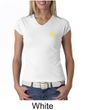 Hammer and Sickle Shirt Ladies V-Neck Yellow Logo Pocket Print