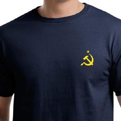 Hammer and Sickle Shirt Yellow Logo Pocket Print Organic Tee