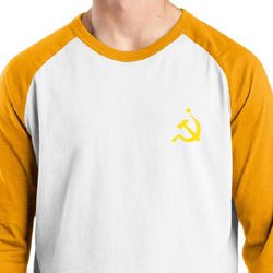 Hammer and Sickle Shirt Yellow Logo Pocket Print Raglan Shirt