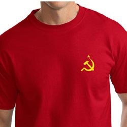 Hammer and Sickle Shirt Yellow Logo Pocket Print Tall Tee