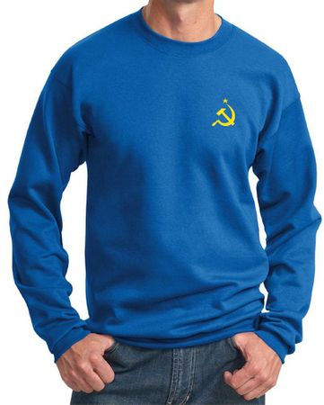 Hammer and Sickle Sweatshirt Yellow Logo Pocket Print Sweatshirt