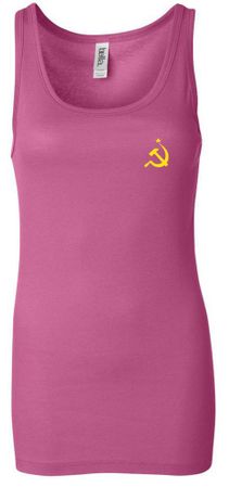 Hammer and Sickle Tank Top Ladies Longer Length Tanktop Pocket Print