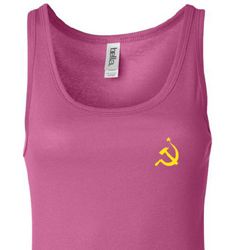 Hammer and Sickle Tank Top Ladies Longer Length Tanktop Pocket Print
