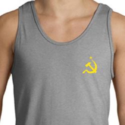 Hammer and Sickle Tank Top Yellow Logo Pocket Print Tanktop