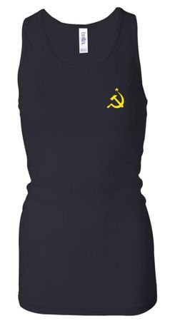 Hammer Sickle Tanktop Ladies Longer Length Racerback Tank Pocket Print